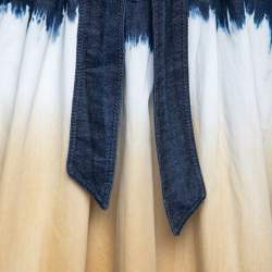 Pre Owned Weekend Max Mara Blue Dip-Dyed Denim Belted Dress S