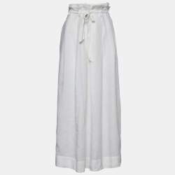 Weekend Max Mara White Linen Pleated Maxi Skirt M