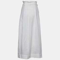 Weekend Max Mara White Linen Pleated Maxi Skirt M