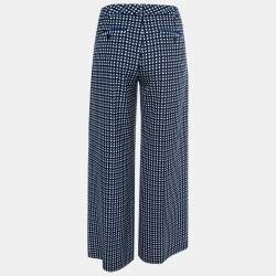 Pre Owned Weekend Max Mara Black & Blue Checked Print Crepe Wide-Leg Trousers M