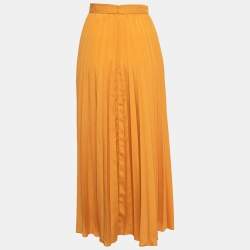 Weekend Max Mara Mustard Yellow Plisse Midi Skirt M