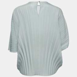 Pre Owned Weekend Max Mara Pale Blue Plisse Oversized Top M