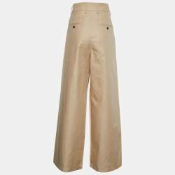 Pre Owned Weekend Max Mara Camel Brown Cotton Wide Leg Pants S
