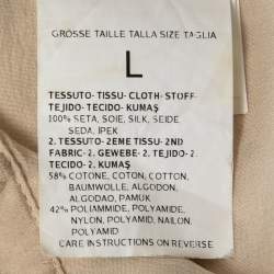 Pre Owned Weekend Max Mara Beige Silk & Cotton Overlay Collared Top L