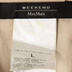 Pre Owned Weekend Max Mara Beige Silk & Cotton Overlay Collared Top L