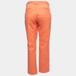 Pre Owned Weekend Max Mara Orange Cotton Slim Cigarette Trousers L