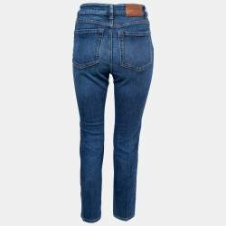 Pre Owned Weekend Max Mara Blue Denim Cropped Cigarette Fit Jeans Waist 26"