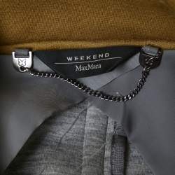 Weekend Max Mara Olive Green Neoprene Double-Breasted Coat M