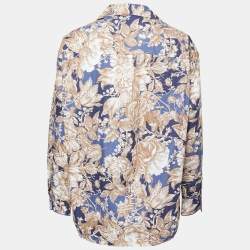 Pre Owned Weekend Max Mara Blue Floral Printed Cotton Shirt S