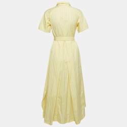 Weekend Max Mara Yellow Striped Cotton Belted Shirt Dress S