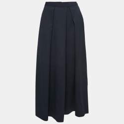 Weekend Max Mara Navy Blue Wool Pleated Maxi Skirt XS