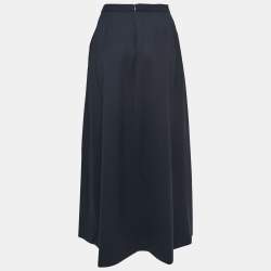 Weekend Max Mara Navy Blue Wool Pleated Maxi Skirt XS