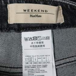 Pre Owned Weekend Max Mara Black Distressed Denim Crystal Embellished Jeans M Waist 29"