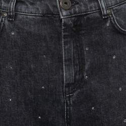 Pre Owned Weekend Max Mara Black Distressed Denim Crystal Embellished Jeans M Waist 29"