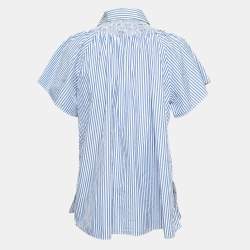 Pre Owned Weekend Max Mara Blue Striped Cotton Short Sleeve Shirt S