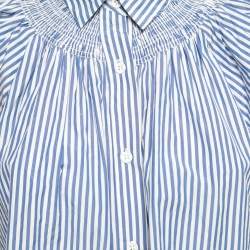 Pre Owned Weekend Max Mara Blue Striped Cotton Short Sleeve Shirt S