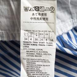 Pre Owned Weekend Max Mara Blue Striped Cotton Short Sleeve Shirt S