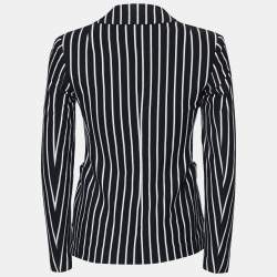Pre Owned Weekend Max Mara Black Striped Cotton Knit Blazer XS