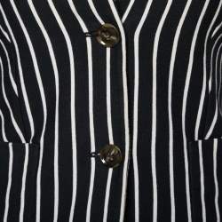 Pre Owned Weekend Max Mara Black Striped Cotton Knit Blazer XS