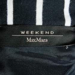 Pre Owned Weekend Max Mara Black Striped Cotton Knit Blazer XS