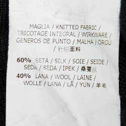 Pre Owned Weekend Max Mara Black Silk & Wool Knit Plisse Panel Top S