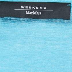 Pre Owned Weekend Max Mara Blue Knit Ruffle Detailed Blouse XL