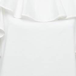 Pre Owned Weekend Max Mara White Cotton Ruffled Sleeveless Top XL