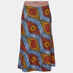 Weekend Max Mara Multicolor Printed Cotton Midi Skirt S