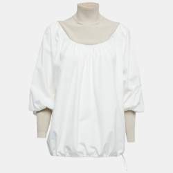 Weekend Max Mara White/Beige Cotton Turtle Neck Long Sleeve Top XS