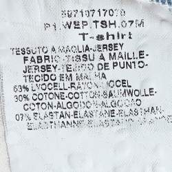 Weekend Max Mara White & Blue Cotton Striped Sequin Embellished Top M