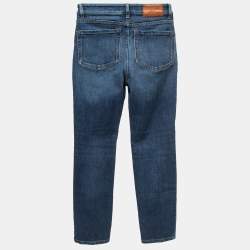 Pre Owned Weekend Max Mara Blue Denim High Waist Cropped Cigarette Jeans S Waist 26"