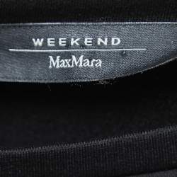 Pre Owned Weekend Max Mara Black Knit Ruch Detail Midi Dress S