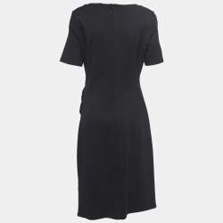 Pre Owned Weekend Max Mara Black Knit Ruch Detail Midi Dress S