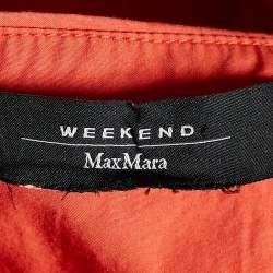 Weekend Max Mara Orange Cotton Shirred Sleeve Mini Dress M