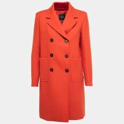 Weekend Max Mara Orange Wool Double-Breasted Coat S