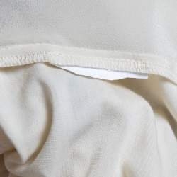 Pre Owned Weekend Max Mara Cream Silk Embroidered Long Sleeve Blouse M