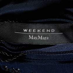 Pre Owned Weekend Max Mara Navy Blue Knit Embellished Neck T-Shirt S