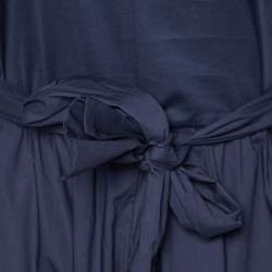 Pre Owned Weekend Max Mara Navy Blue Cotton Belted Jumpsuit S