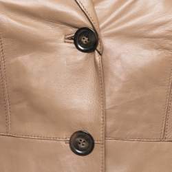 Weekend Max Mara Dark Beige Leather Button Front  Jacket S