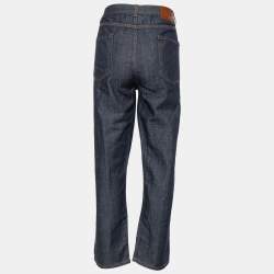 Pre Owned Weekend Max Mara Navy Blue Denim Embellished Bow Detail Cropped Boyfriend Jeans L Waist 34" 