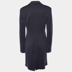Pre Owned Weekend Max Mara Navy Blue Jersey Mid Length Coat L