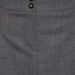 Pre Owned Weekend Max Mara Charcoal Grey Wool & Lace Detail Mini Skirt M