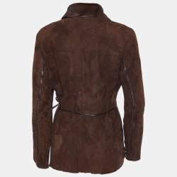 Weekend Max Mara Brown Suede & Fur Lined Wrap Tie Jacket M