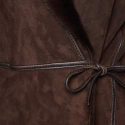 Weekend Max Mara Brown Suede & Fur Lined Wrap Tie Jacket M