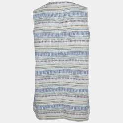 Weekend Max Mara Multicolor Patterned Cotton Knit Open Front Sleeveless Jacket M