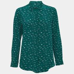 Weekend Max Mara Green Transport Printed Silk Shirt M