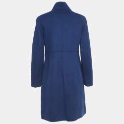 Weekend Max Mara Blue Wool Single Breasted Coat L