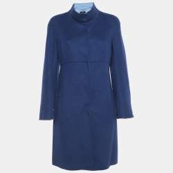 Weekend Max Mara Blue Wool Single Breasted Coat L