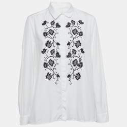 Weekend Max Mara White Embroidered Cotton Button Front Shirt M 