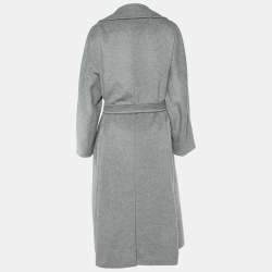 Weekend Max Mara Grey Wool Double Breasted Belted Coat L
